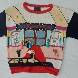RAQUEL'S COLLECTION Vintage Colorful Theater Themed Sweater